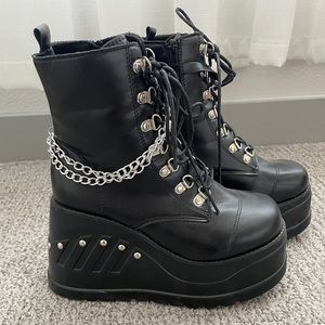 Black platform boots